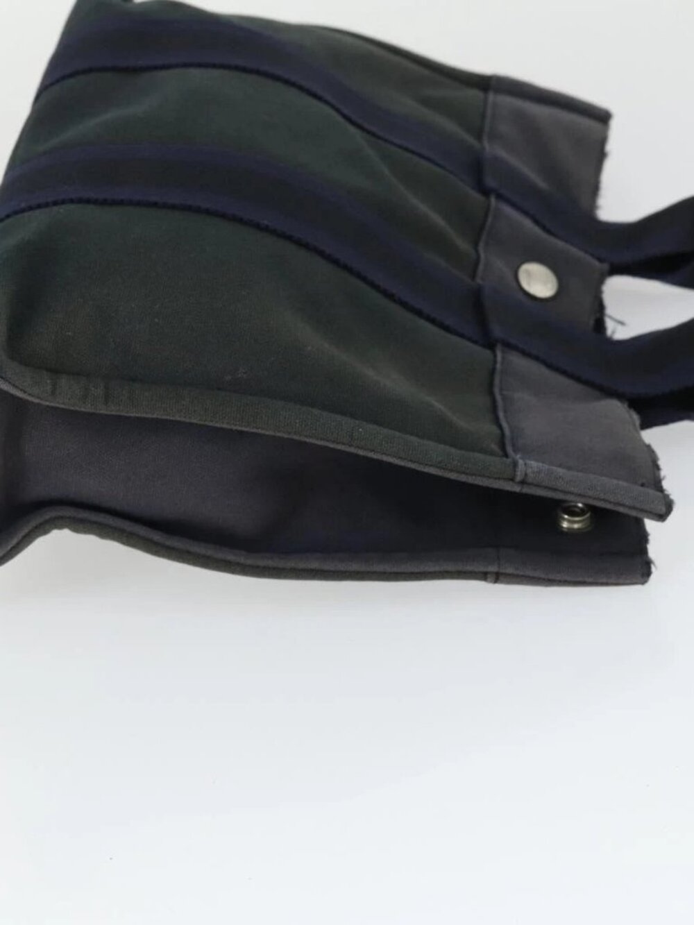 HERMES Fourre Tout Hand Bag Canvas 2 Set Gray Navy - Picture 13 of 16